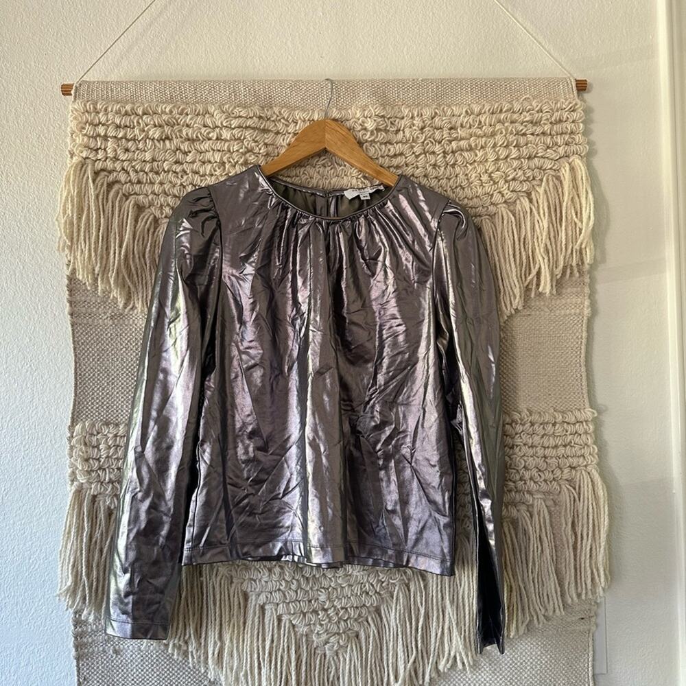Derek Lam Silver Pleated Top